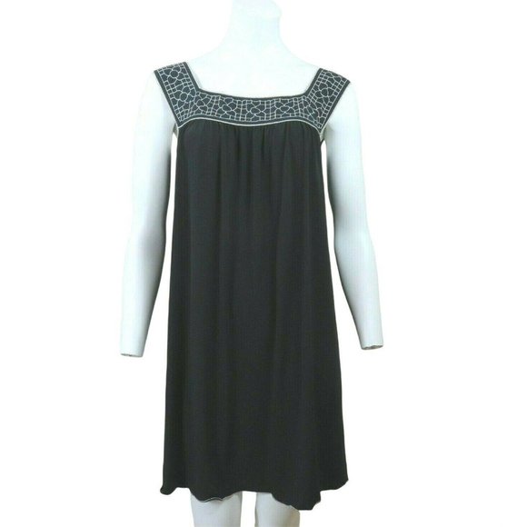 Vintage Max Studio Black Tank Dress S Sleeveless Pullover Stretch Kint USA Made - Picture 2 of 12